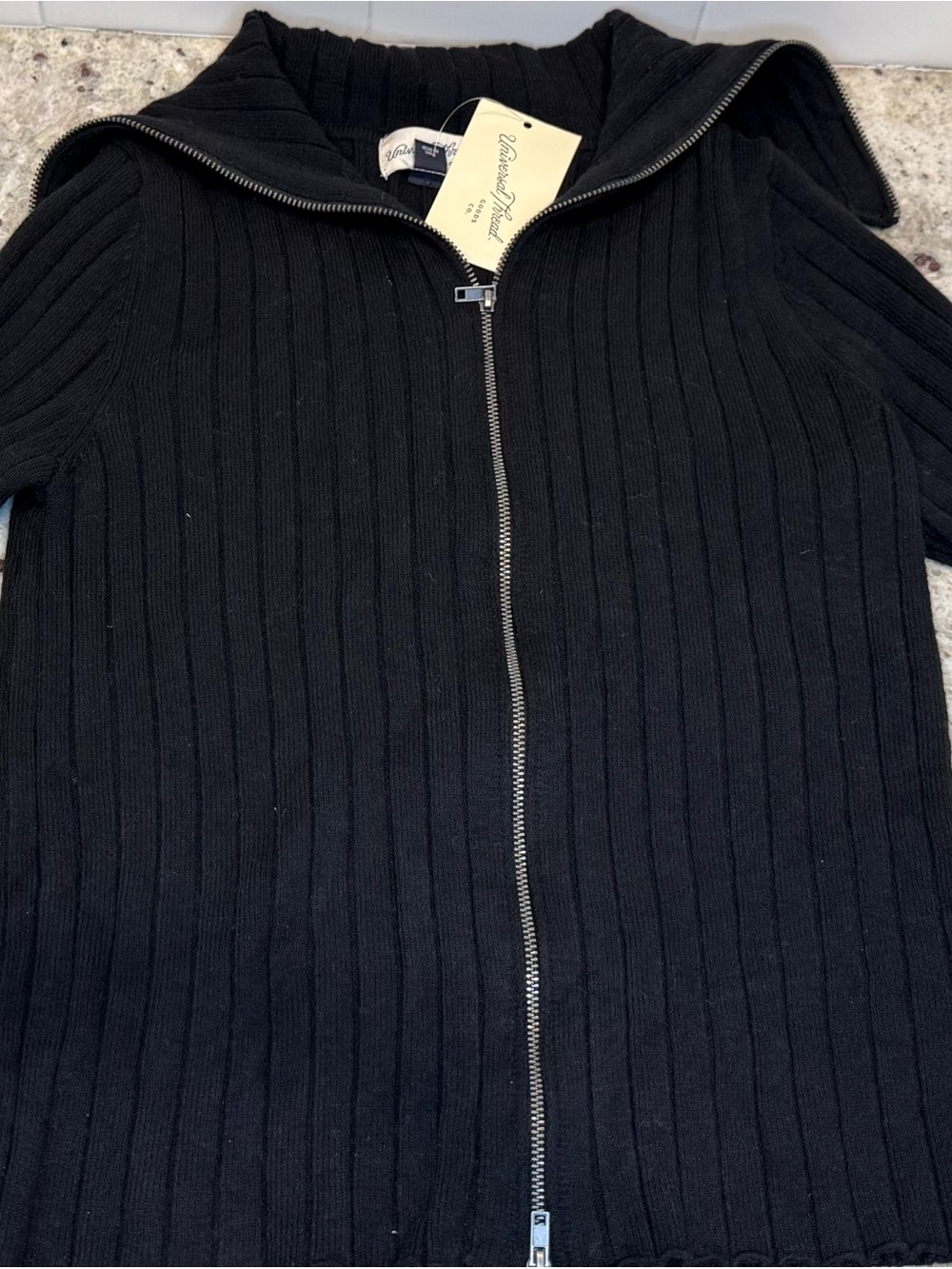 Universal Thread Black Ribbed Zip-Up Sweater - Picture 4 of 9